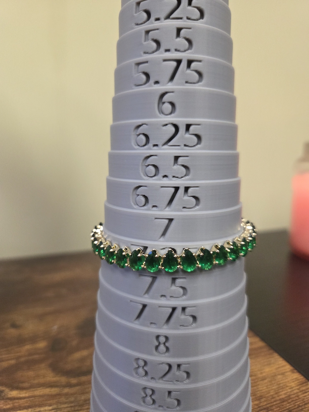 18k Gold Plated Adjustable Bracelet with Emerald Green Teardrop Stones
